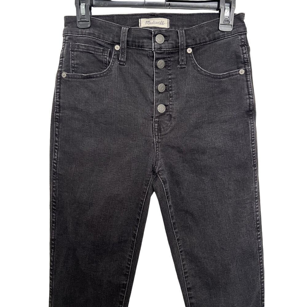 Madewell 10" High-Rise Skinny Jeans in Berkeley Black Women's 27 Tall Button Fly - Picture 3 of 9